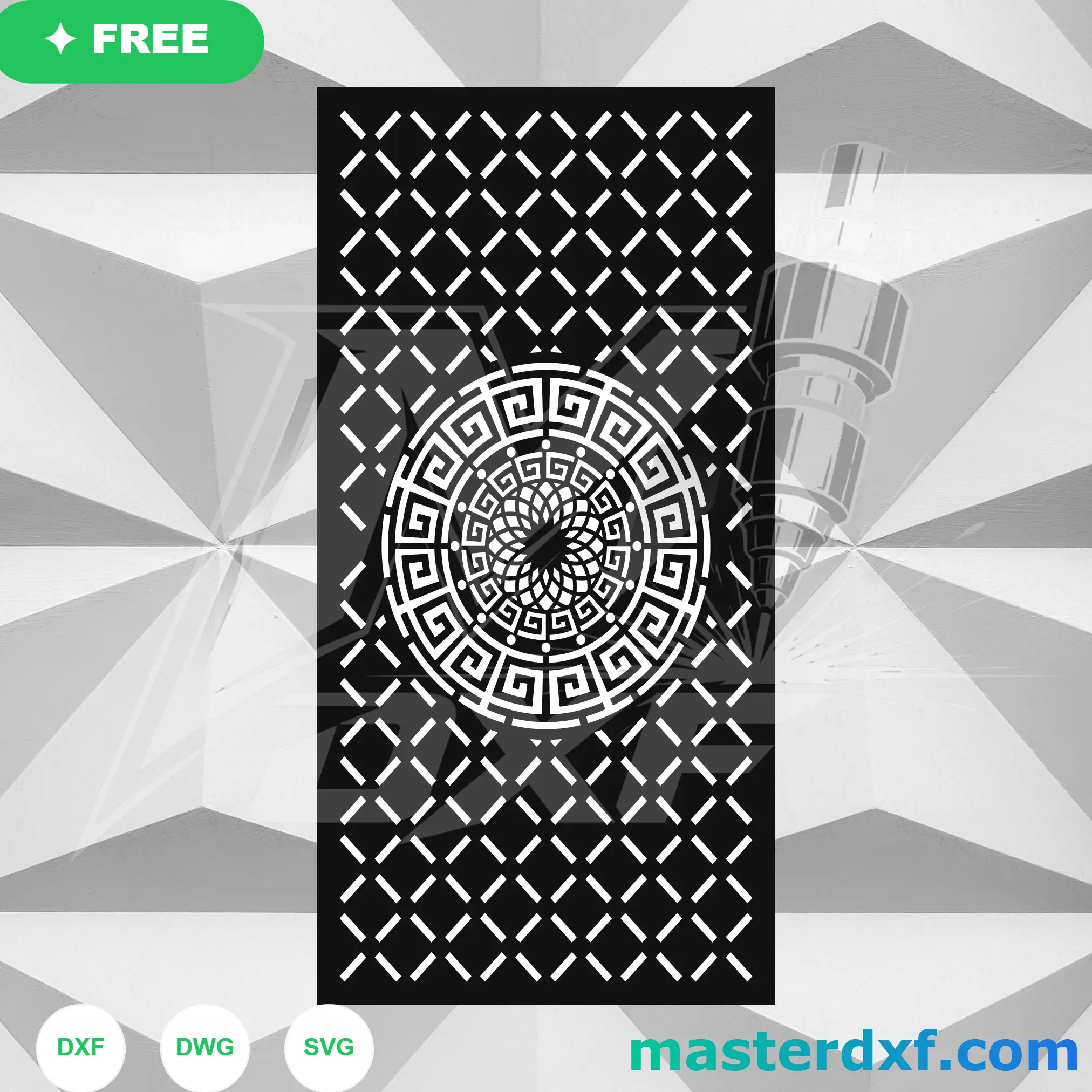 Greek Key Meander Medallion Lattice Gate Design DXF File
